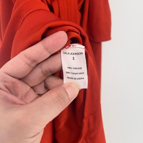 Ulla Johnson Midi Marion Dress Womens 2 Red Orange Romantic Feminine Cocktail - Picture 13 of 14